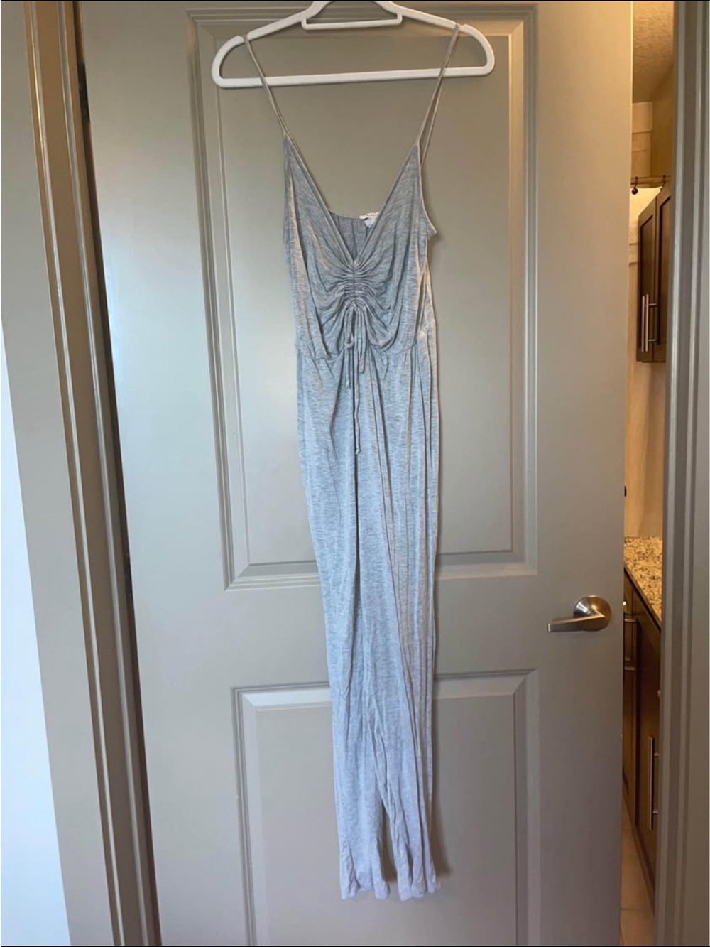 Light Gray Ruched Front Spaghetti Strap jump suit